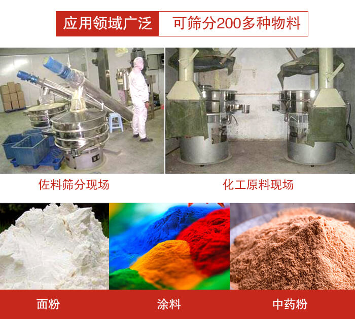 不銹鋼振動篩應(yīng)用領(lǐng)域廣泛可篩分200多種物料。